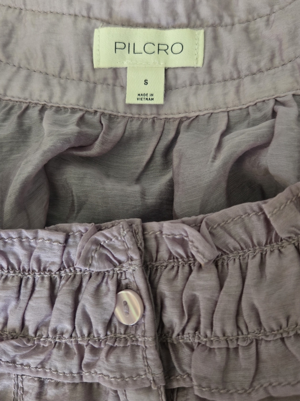 Pilcro Dusty Lavender Ruffle Scoop-Neck Button Front Blouse - Picture 9 of 13